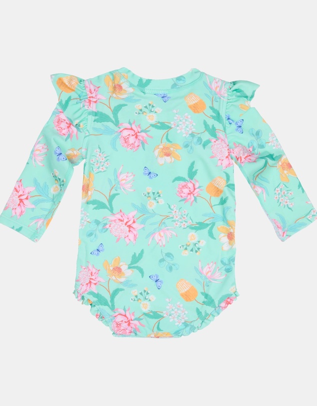 Toshi - Swim Onesie L/S Ripple -  Waratah Mint 2