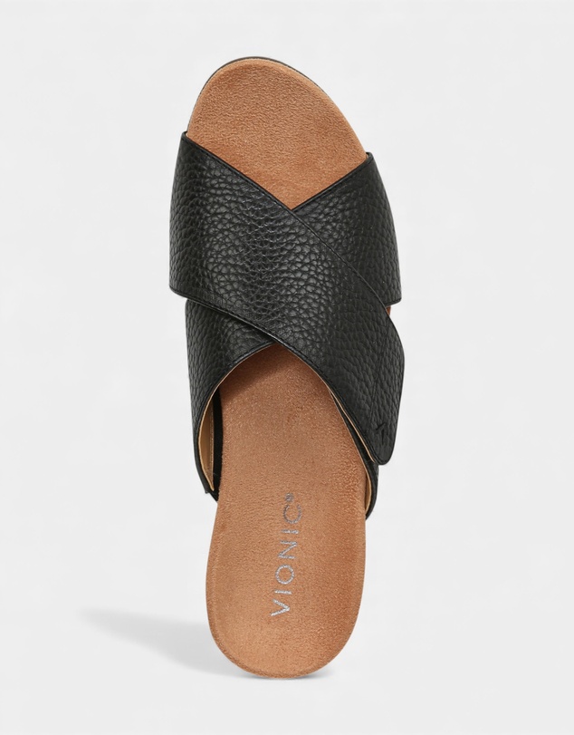 Vionic - Leticia Wedge Sandal - Black Leather