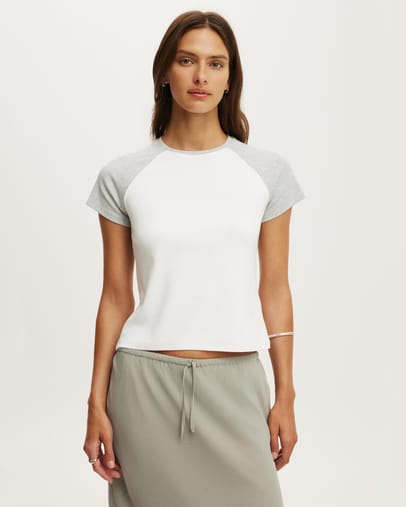 White & Grey Marle Raglan