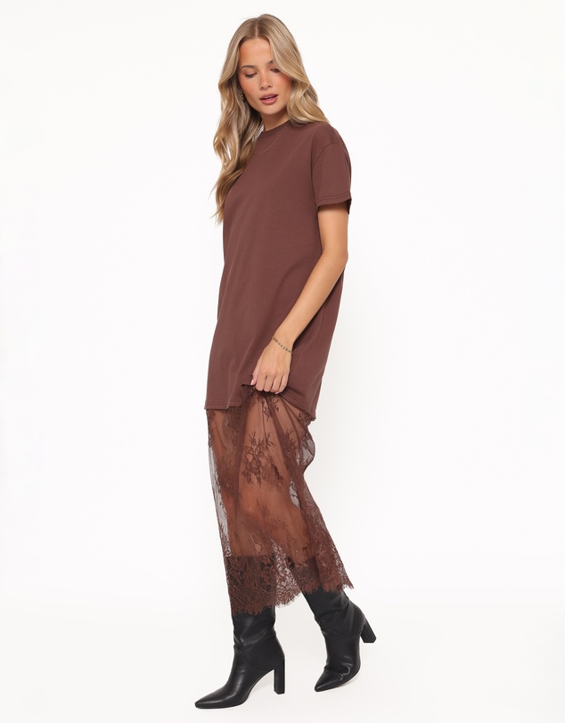 Petal & Pup - Kella Short Sleeve Lace Maxi Dress - Brown