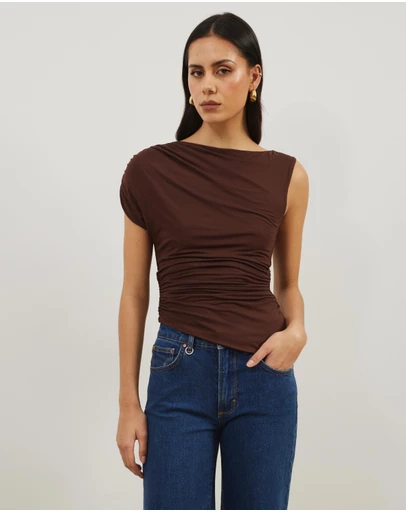 Atmos&Here - Gathered Shoulder Bamboo Top