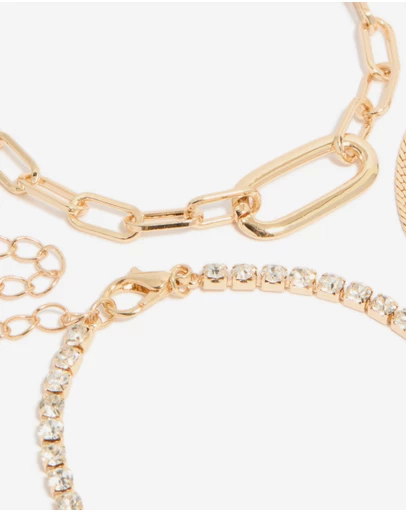 Lovisa - Gold Diamante & Pearl Bracelets 4-Pack
