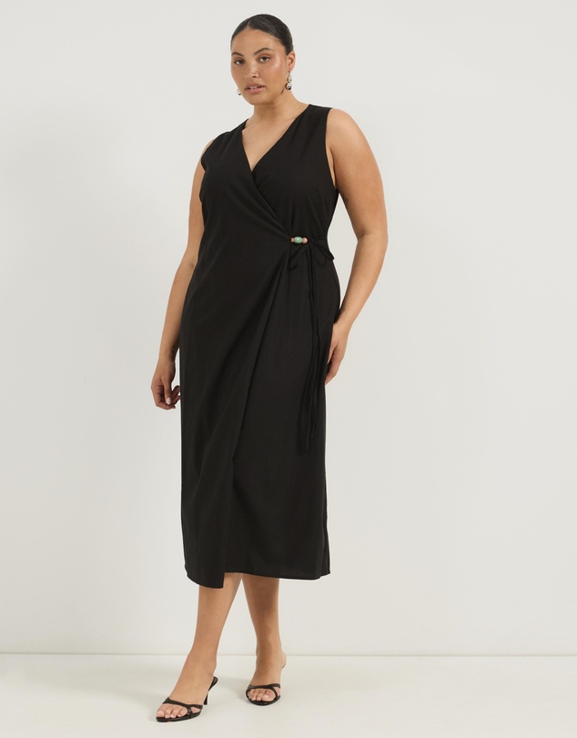 Atmos&Here Curvy - Chloe Midi Wrap Dress With Bead Detail