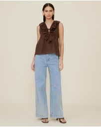 The Fated - Alexis Tie Front Ruffle Top