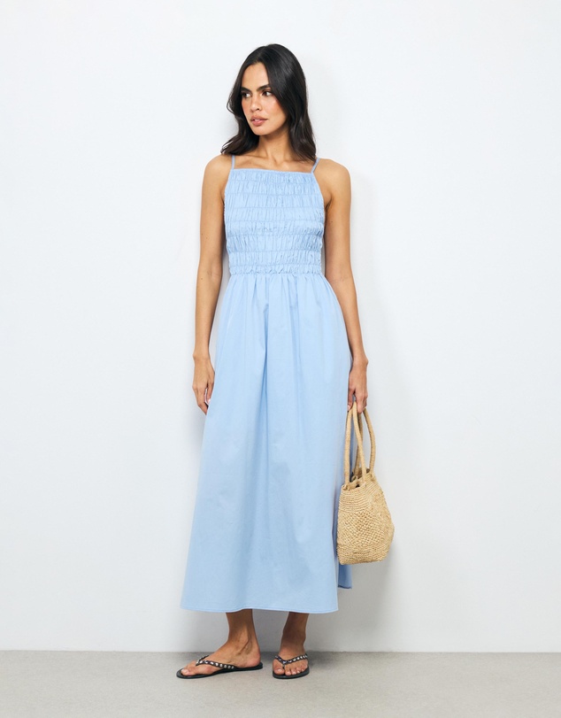 AERE - Mireya Cotton Shirred Midi Dress