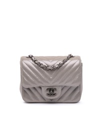 Pre-Loved by Azura Reborn - Pre-Loved Mini Square Classic Chevron Iridescent Calfskin Single Flap