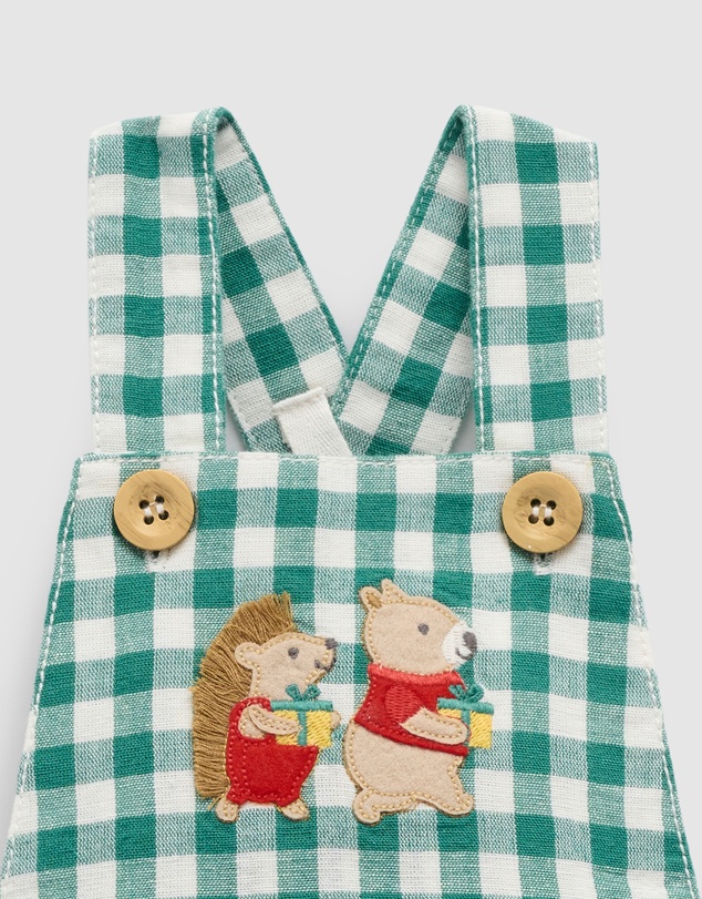 Purebaby - Gingham Overalls Christmas -Kids-Babies