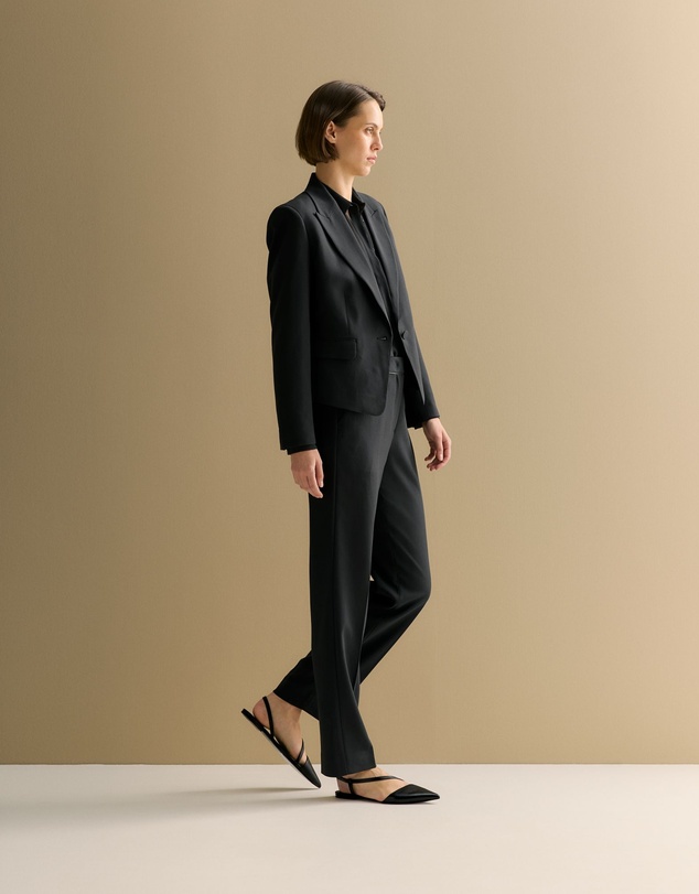 Trenery - Piping Detail Straight Leg Pant in Black