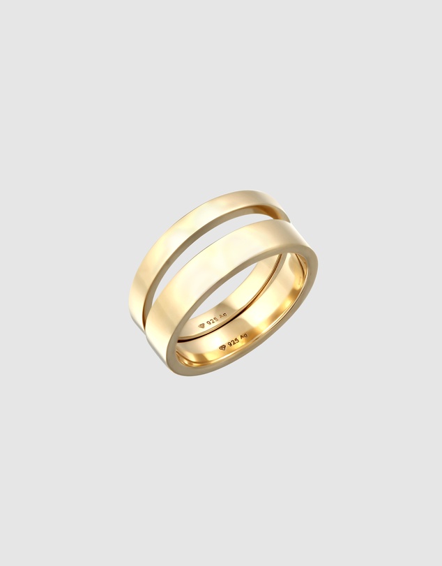 Kuzzoi - ICONIC EXCLUSIVE - Polished Band Ring Set in Gold-Plated 925 Sterling Silver