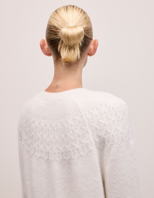 Trenery - Alpaca Merino Cable Yoke Knit in Marshmallow