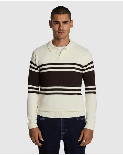 yd. - Leon Stripe Polo Knit Jumper
