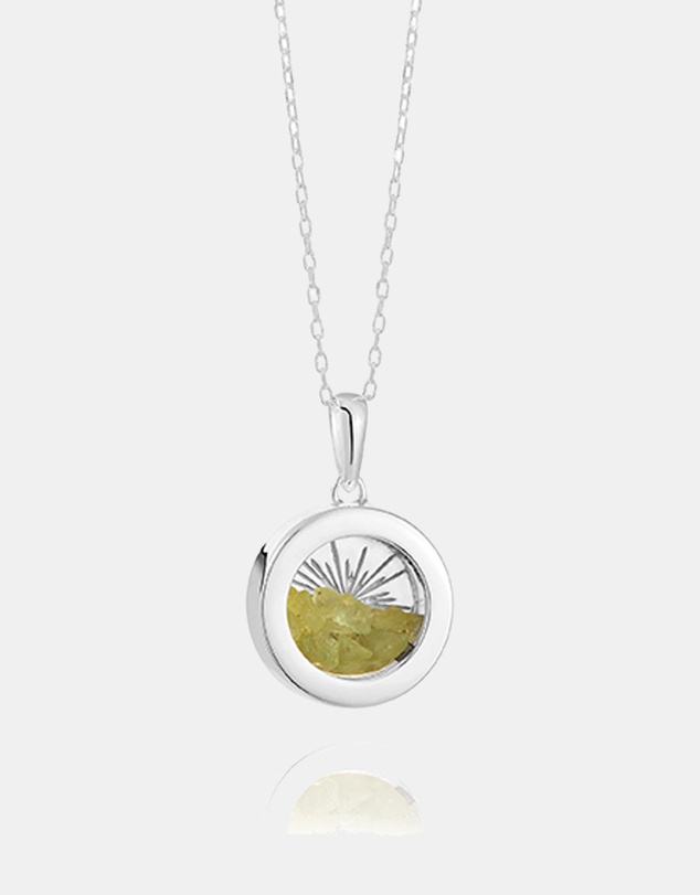 Rachel Jackson - Small Deco Sun Amulet August Birthstone Silver Peridot Necklace (Balance & Clairty)