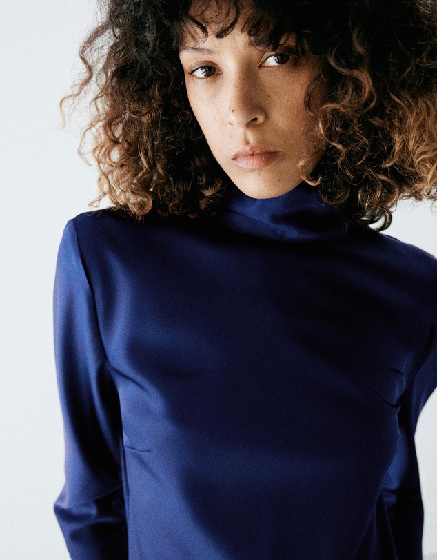 M.N.G - Satin High-Neck Dress