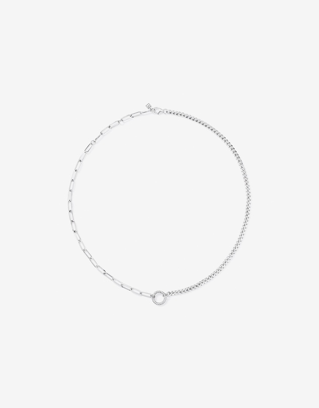 Michael Hill - Paperclip and Curb Link Chain Necklace in Sterling Silver