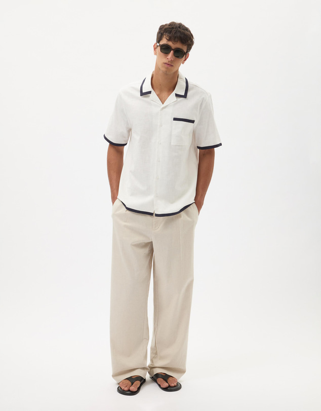 AERE - Linen Blend Contrast Shirt
