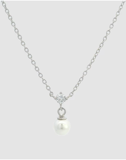 Georgini - Georgini Adagio Touch Of Sparkle Pearl Necklace Silver