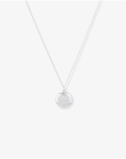 Michael Hill - Diamond Accent Engraved Round Locket With Chain in Sterling Silver