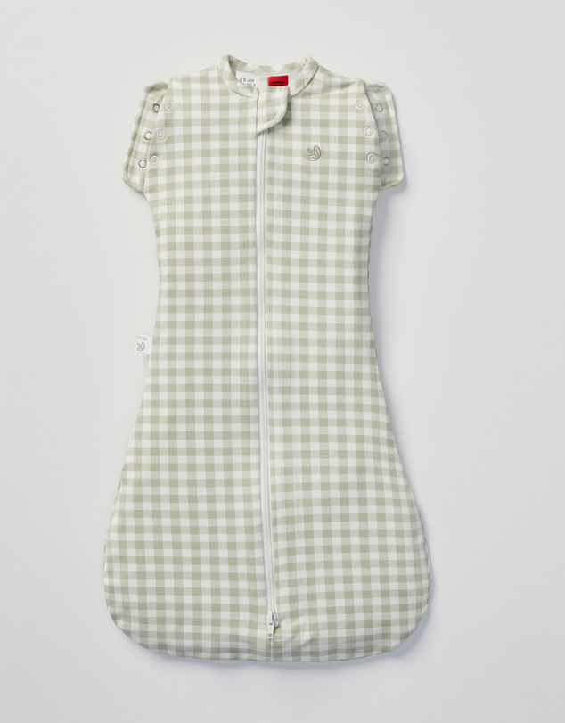 Grow Kindly - Swaddle Sleeping Bag in Gumleaf Gingham - 1 TOG