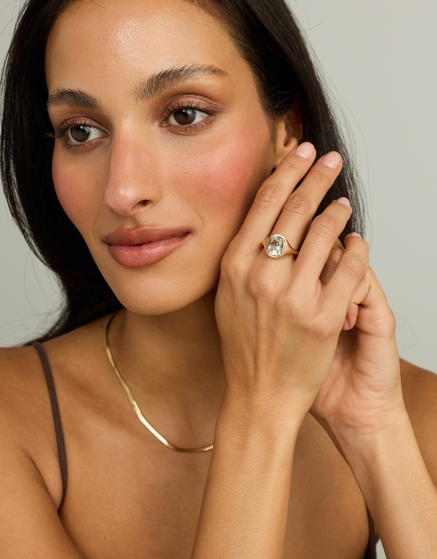 Michael Hill - Elongated Cushion Cut Green Amethyst Ring in 10kt Yellow Gold