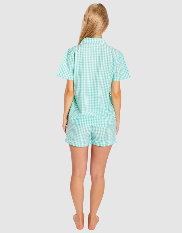 Sant And Abel - Women's Hepburn Gingham Mint Short PJ Set