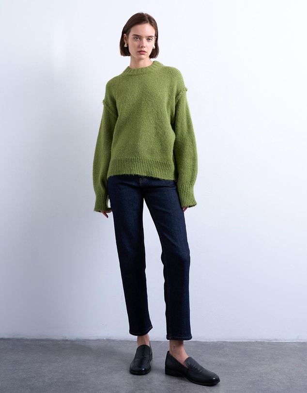 TOPSHOP - Knitted Wool Blend Fluffy Exposed Seam Easy Jumper