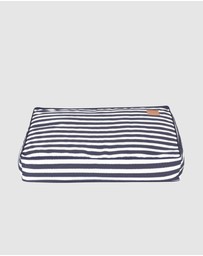 Mog & Bone - Classic Cushion Dog Bed - Navy Hamptons Stripe Print