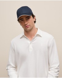 Trenery - Micro Pique Monogram Long Sleeve Polo in White