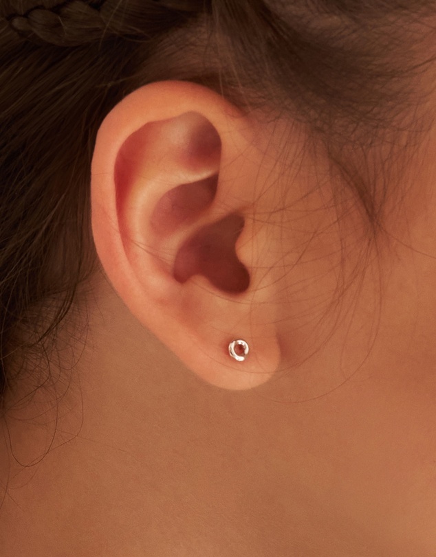 Wanderlust + Co - Alphabet Bubble Silver Stud Earrings - Letter M