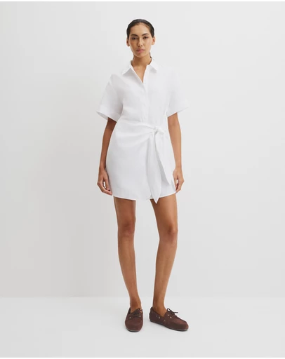 Country Road - Organically Grown Linen Mini Linen Shirt Dress