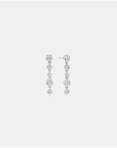 Ania Haie - Ania Haie Silver Molten Cascade Bezel-Set Drop Stud Earrings