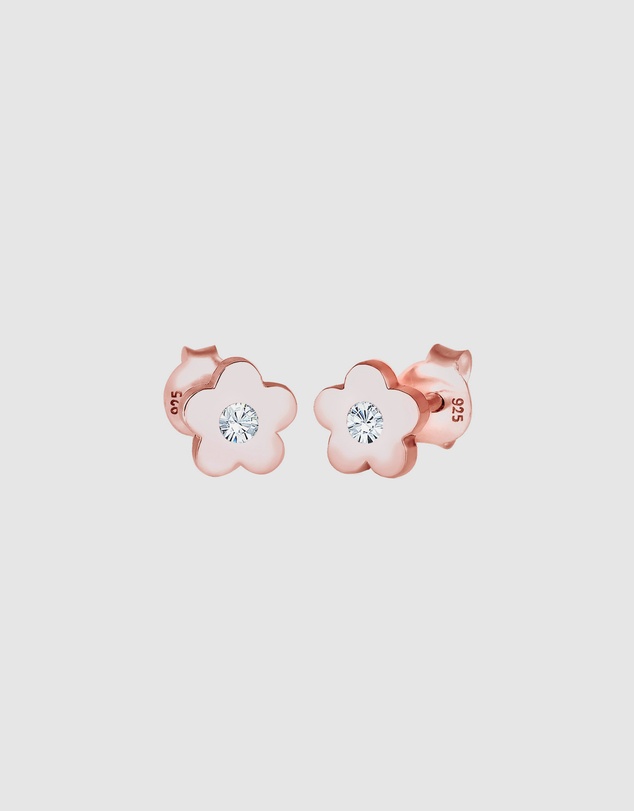 Elli Jewelry - Earrings Kids Flower Crystals 925 Sterling Silver Rose Gold-Plated