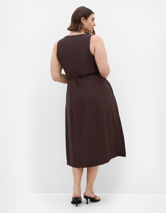 City Chic - Plus size Evani Tie Waist Midi Dress - chocolate