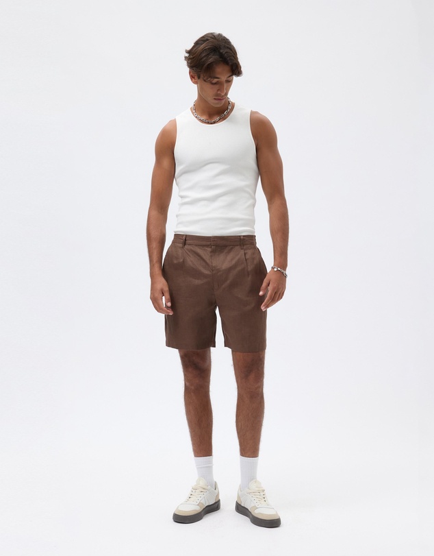 AERE - Holt Pleated Linen Shorts
