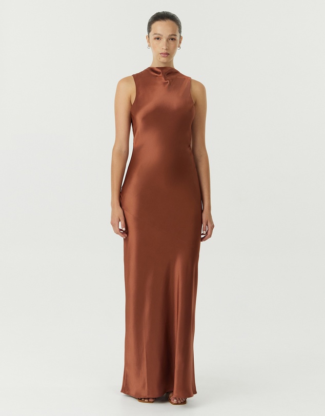 Third Form - Satin Bias Cowl Back Maxi Dress