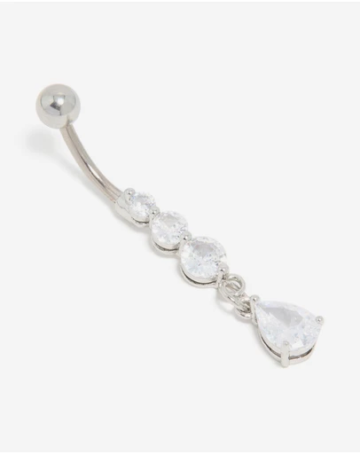 Lovisa - Surgical Steel Triple Cubic Zirconia Drop Belly Bar