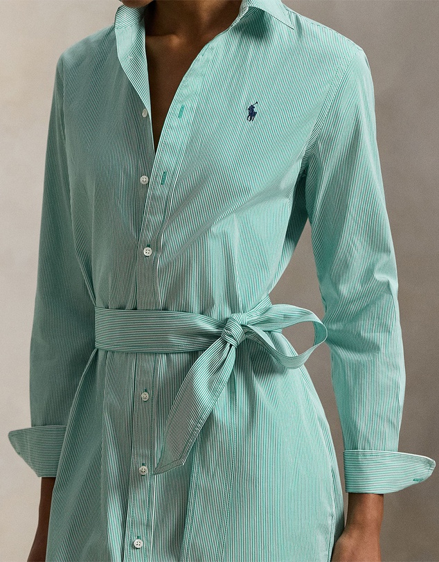 Polo Ralph Lauren - Belted Striped Cotton Shirtdress - The ICONIC Exclusive