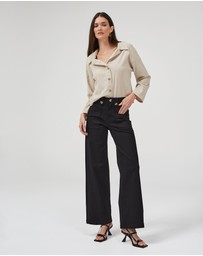 DRICOPER DENIM - Carrie Black Wide Straight Leg Jeans