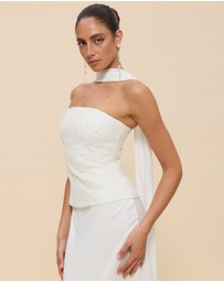 CHANCERY - Renn Strapless Lace And Satin Maxi Dress with Scarf