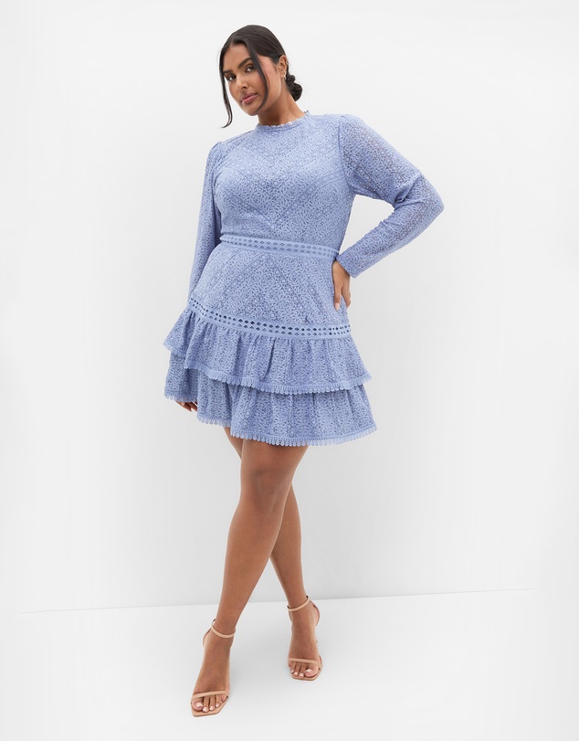 City Chic - Gabriella Lace Ruffle Mini Dress