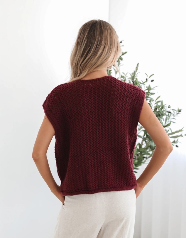 Esther & Co - Vasha Knit Top - Wine