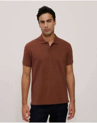 Trenery - Pique Marle Monogram Polo in Redwood