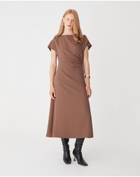 Forcast - Bianca Side Pleat Midi Dress
