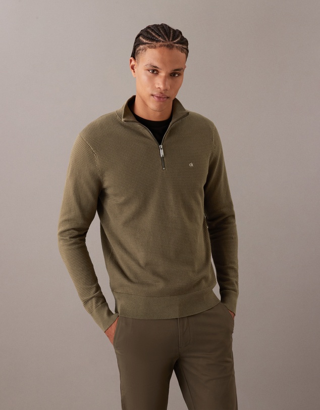 Calvin Klein - Waffle Quarter Zip Jumper