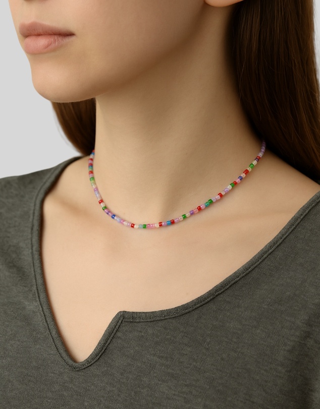 KAJA Clothing - Rainbow Glass Rice Bead Necklace-2pc