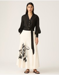 MOS The Label - Lis Embroidery Midi Skirt