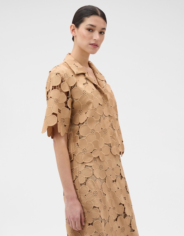 Oroton - Poppy Lace Crop Shirt