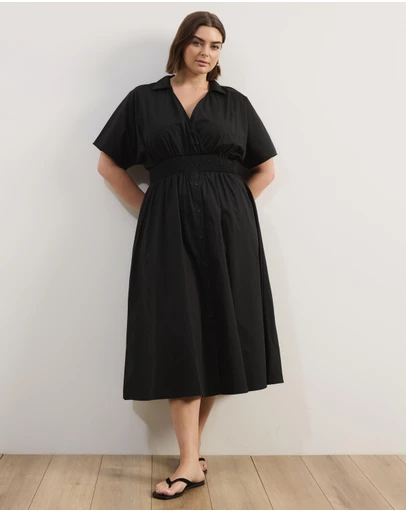 Atmos&Here Curvy - Ines Shirring Waist Midi Dress