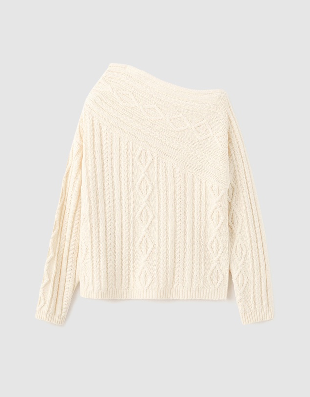 M.N.G - Asymmetrical Cable Knit Sweater