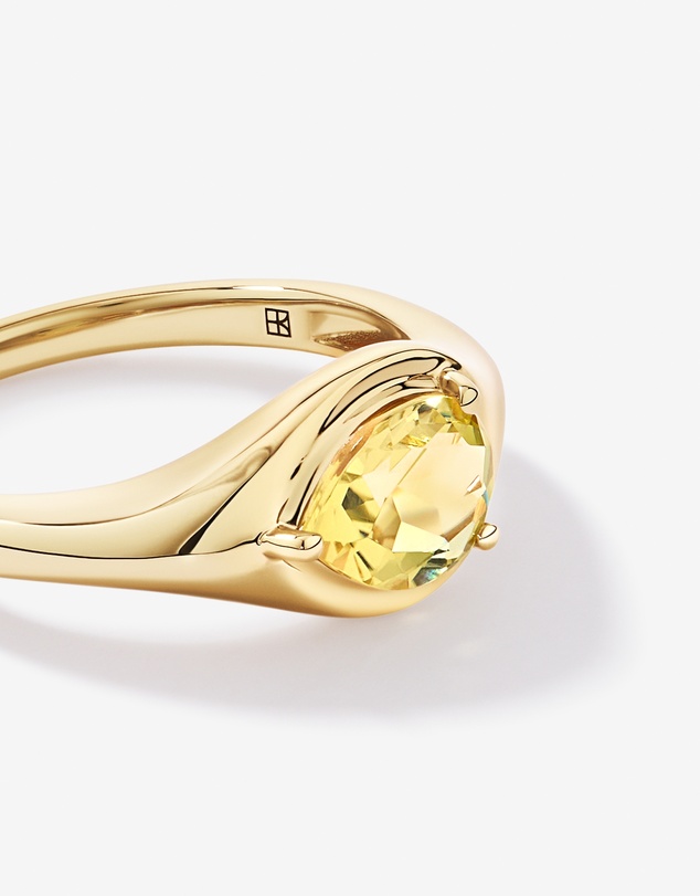 Michael Hill - Pear Cut Lemon Quartz East-to-West Set Ring in 10kt Yellow Gold