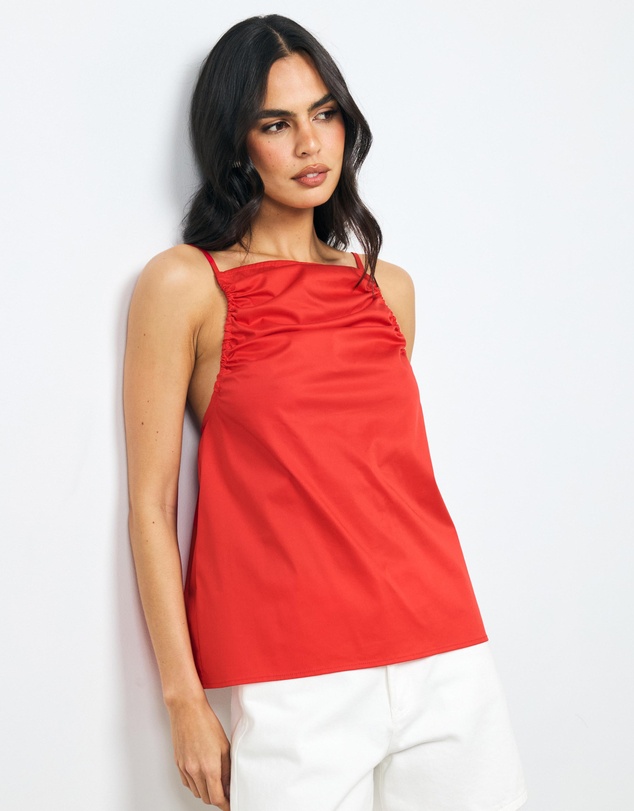 AERE - Zara Ruched Poplin Top